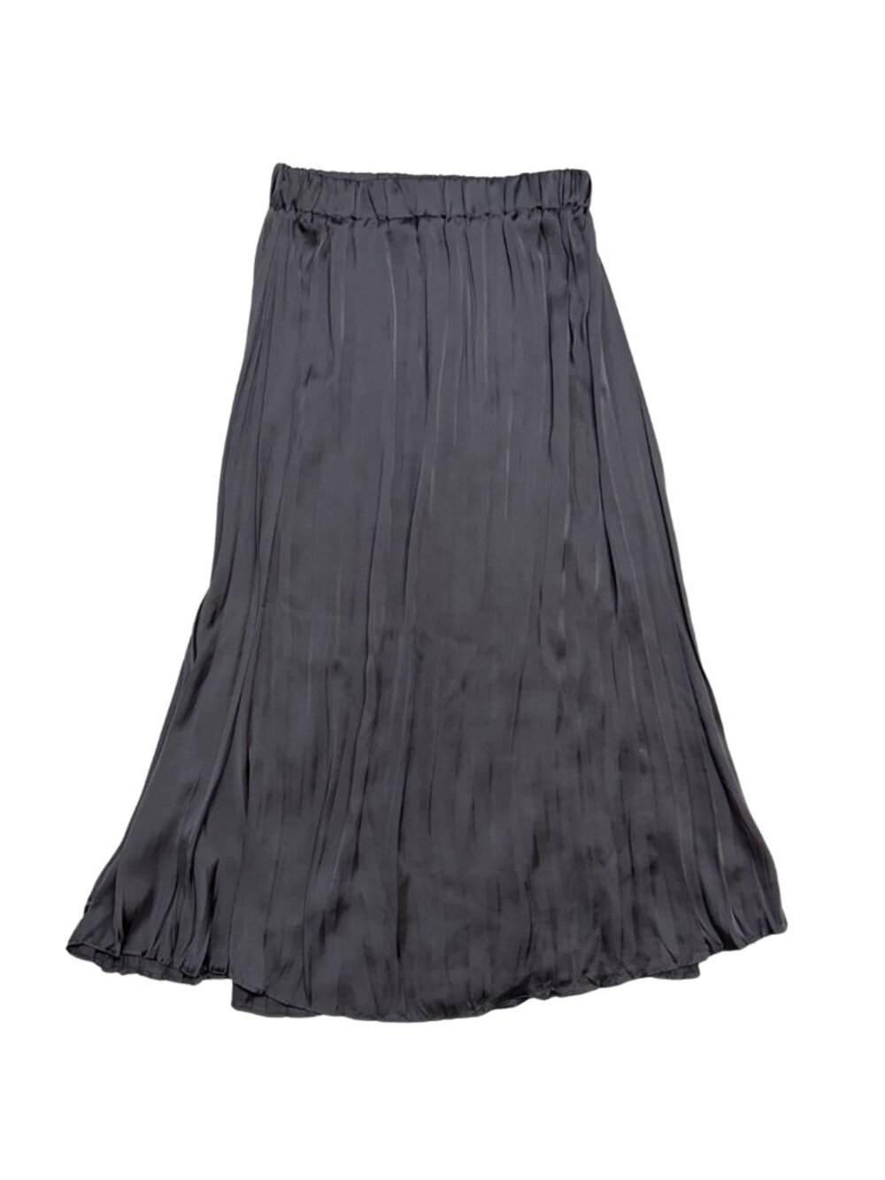 ZARA Dark Grey Gray Silver Pleated Midi Skirt Size Medium